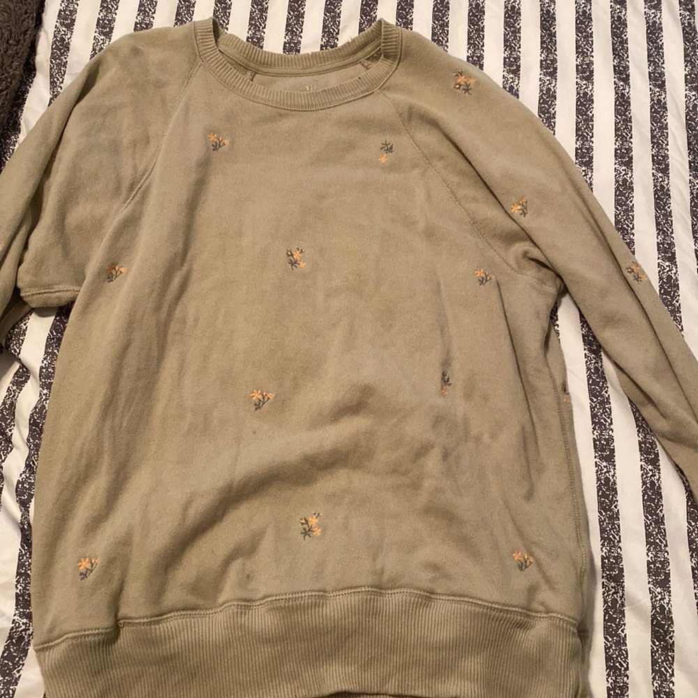 Aerie distressed floral sweatshirt